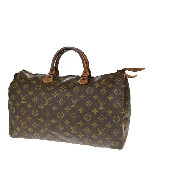 LOUIS VUITTON Speedy 35 Travel Hand Bag Monogram Leather Brown